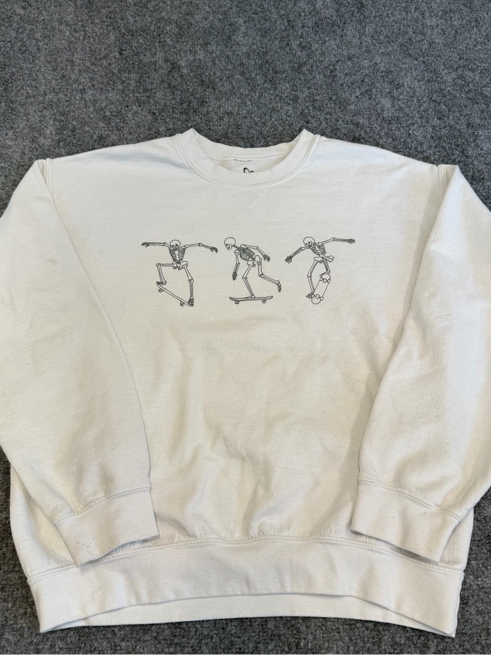 Full Tilt Cream Crewneck with Skate Skeleton Graphic